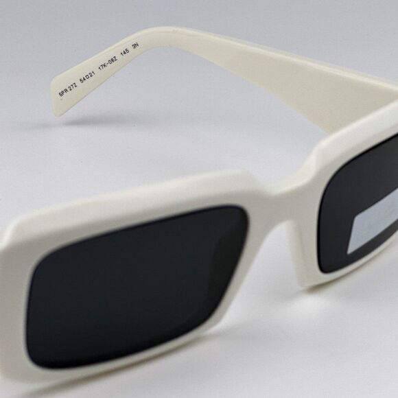 NEW Prada PR27ZS 17K08Z Talc White Dark Grey Unisex Rectangle Sunglasses PR 27ZS - Picture 12 of 13